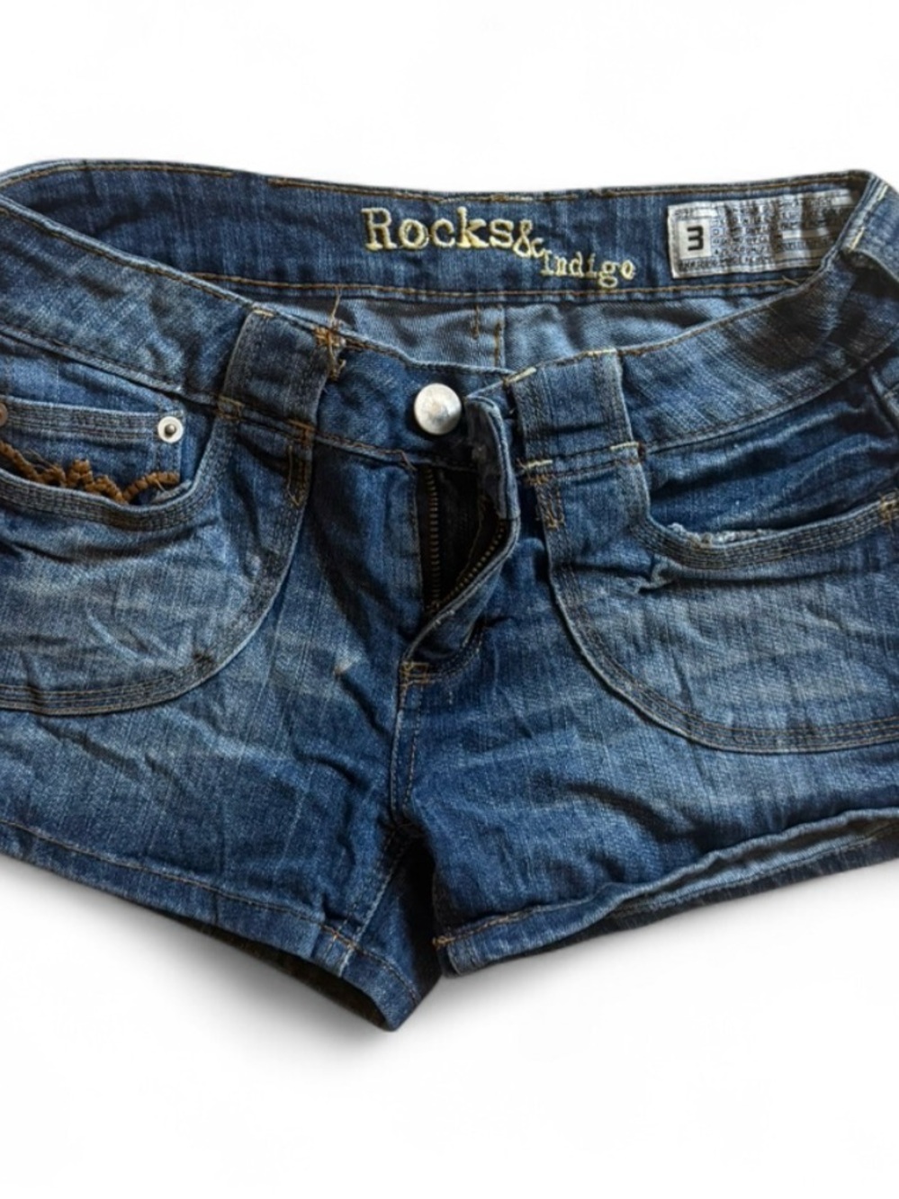 Vintage Rocks & Indigo low rise denim shorts